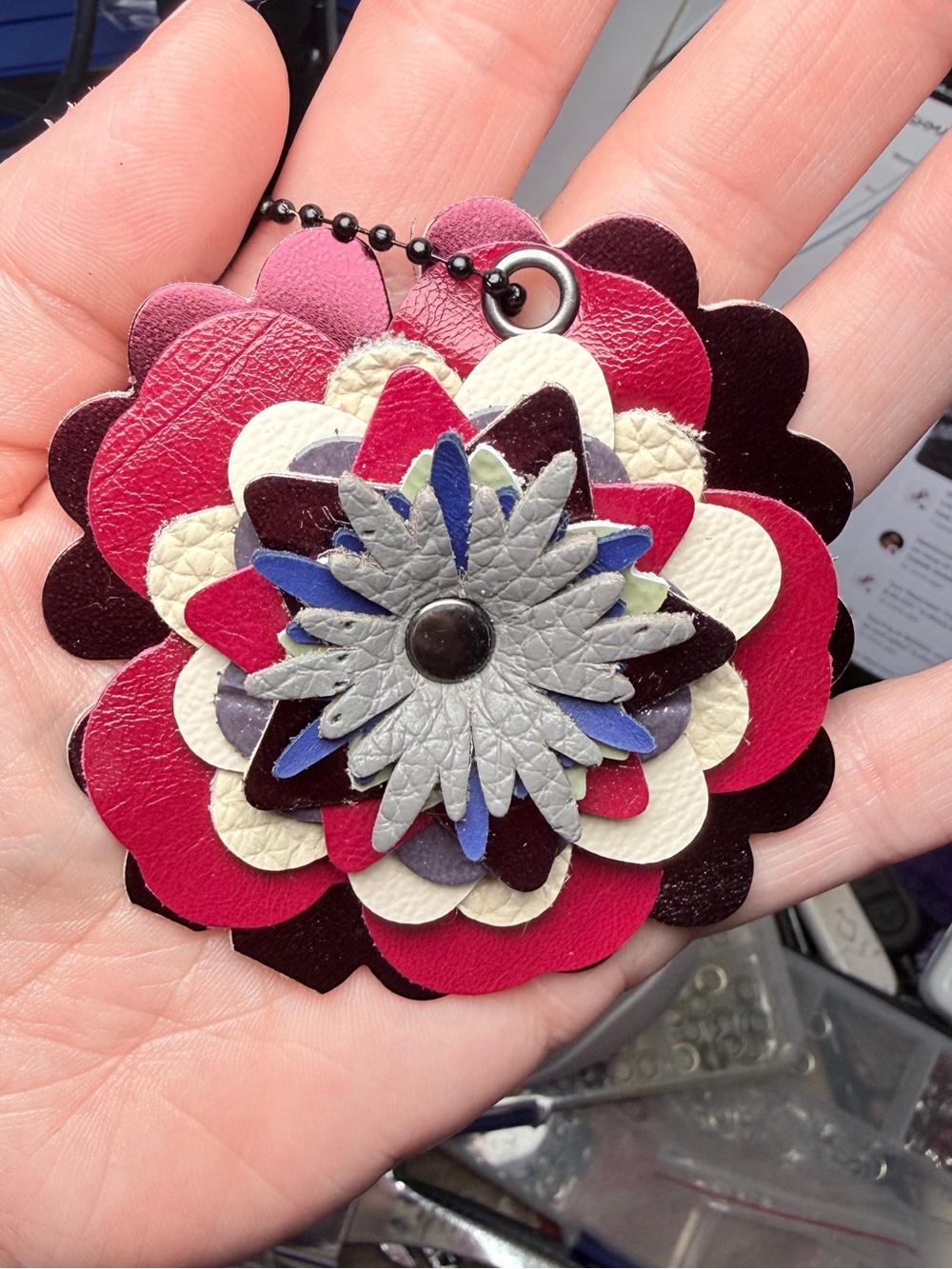 Handmade Floral Bag Charm 💜🩷